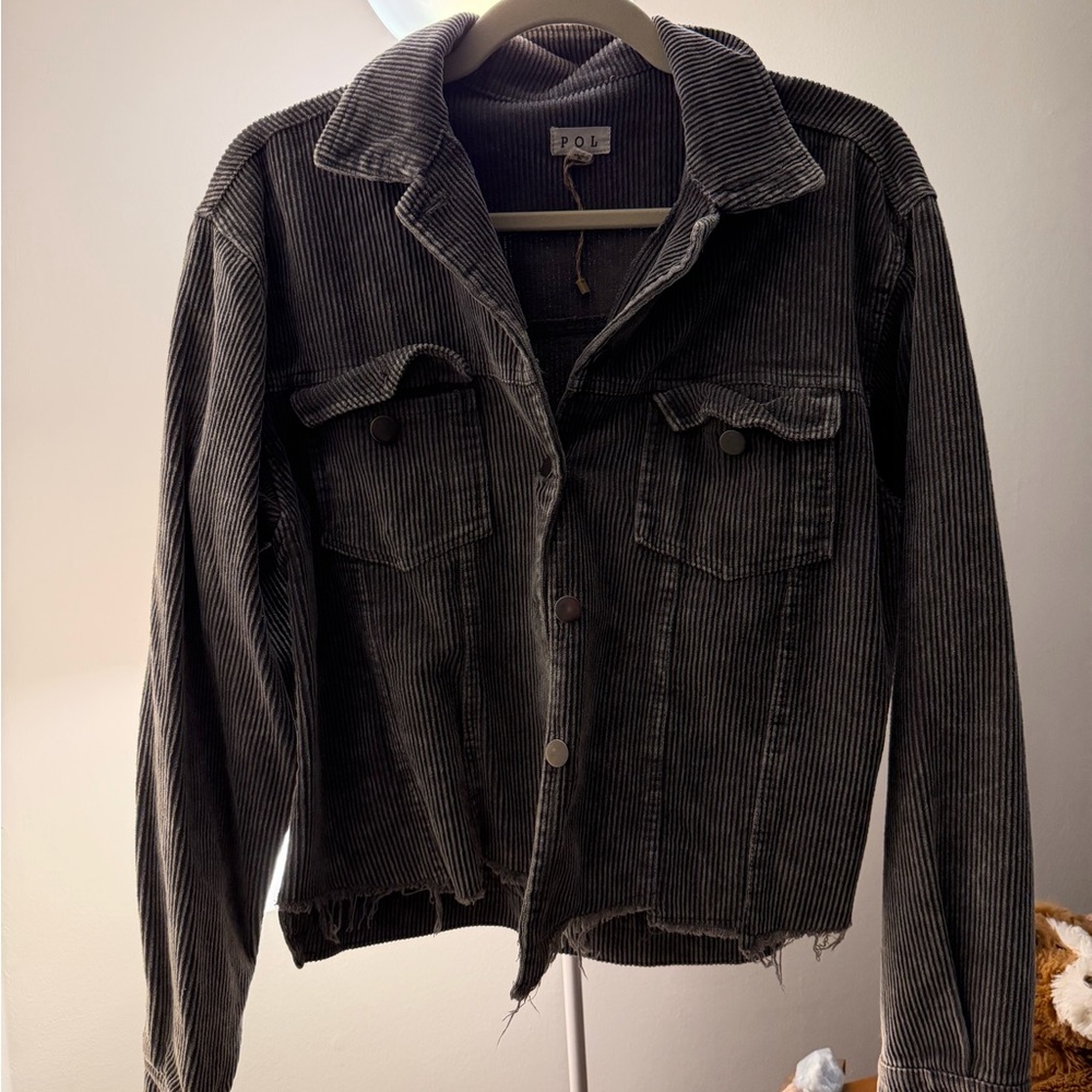 POL Women's Gray Corduroy Jacket